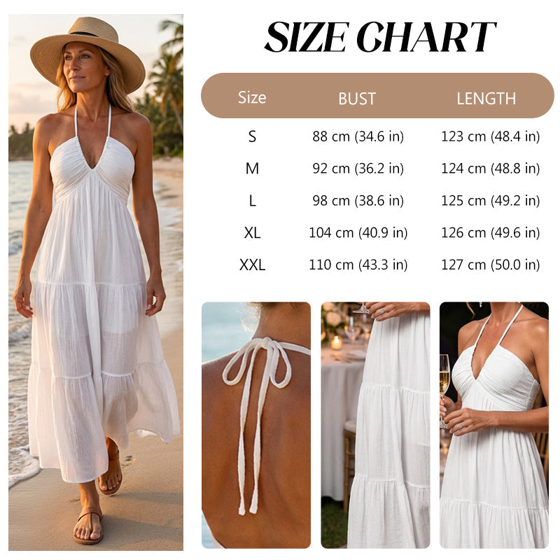💎 50% RABATT! 💎 Halsfreies, Rückenfreies Layering-Maxikleid – Bohemian Chic, Fließend & Perfekt für Frühling und Sommer ☀️👗