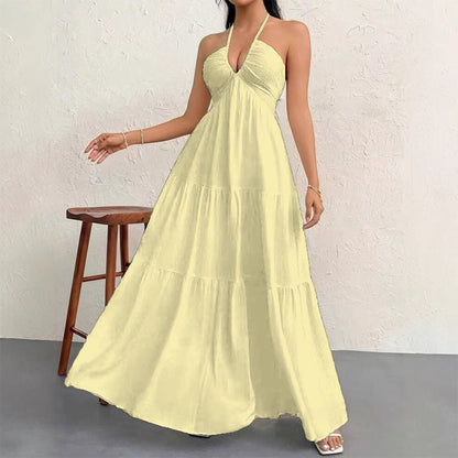 💎 50% RABATT! 💎 Halsfreies, Rückenfreies Layering-Maxikleid – Bohemian Chic, Fließend & Perfekt für Frühling und Sommer ☀️👗
