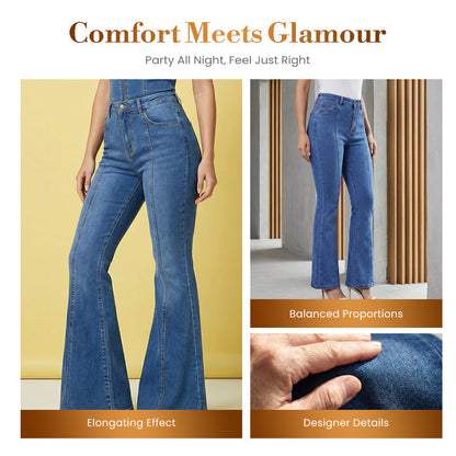 Retro-Jeanshose für Damen mit ausgestelltem Bein