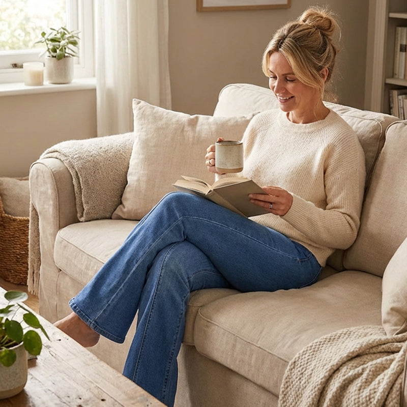 Retro-Jeanshose für Damen mit ausgestelltem Bein