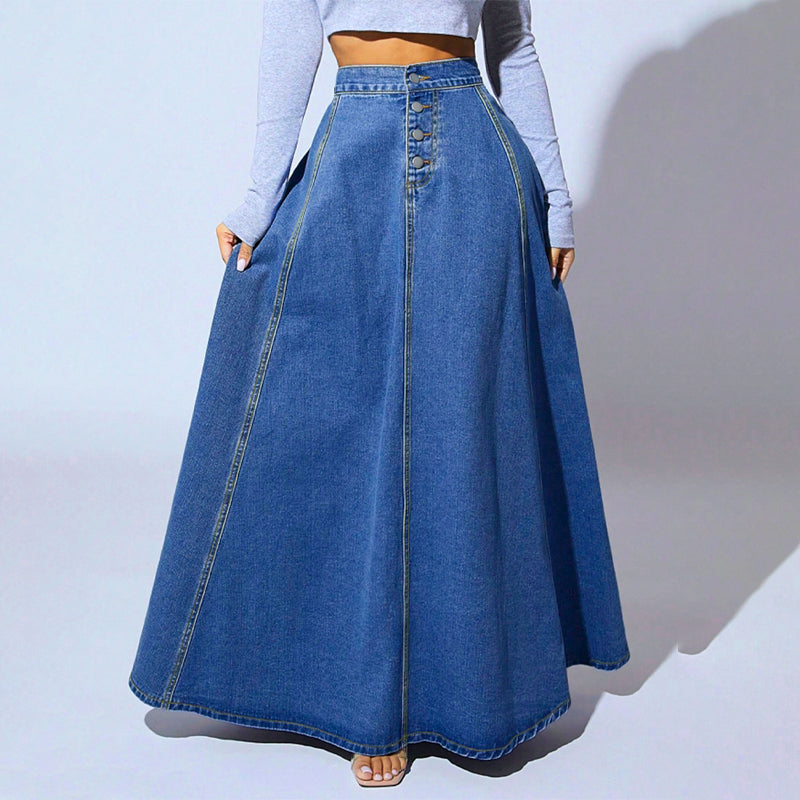👗 60% RABATT! ✨ Vintage-Jeansrock mit Knopfleiste und A-Linie – Retro-Stil, Verstellbare Passform & Klassischer Denim-Look 💙