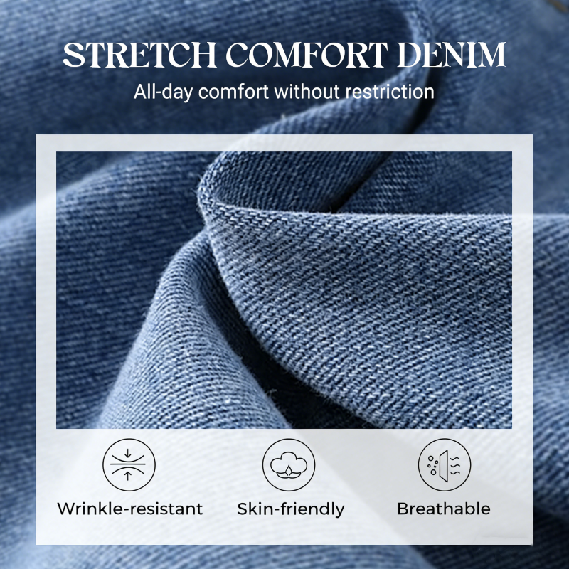 🌸 2026 Frühling/Sommer: Damen-Hochtaillierte Weitbeinjeans – Retro-Knöpfe, Seitenschlitze & Stretch-Denim – Schlankmachend & Trendig, S-2XL