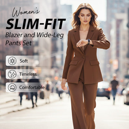 Elegantes Blazer- und Weitbein-Hosen-Set für Damen