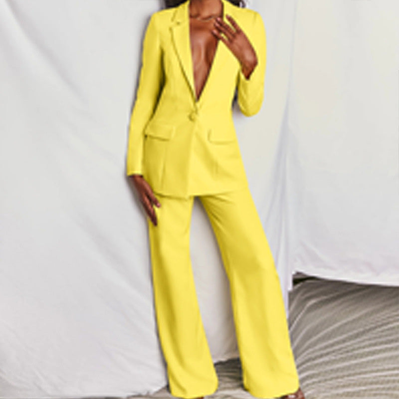 Elegantes Blazer- und Weitbein-Hosen-Set für Damen