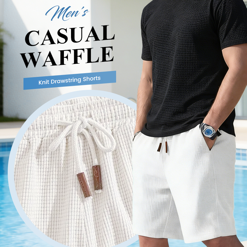 Lässige Herren-Shorts aus Waffelstrick mit Kordelzug