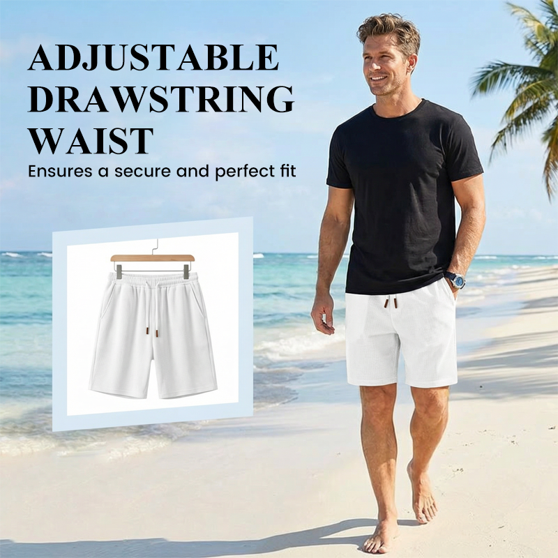 Lässige Herren-Shorts aus Waffelstrick mit Kordelzug