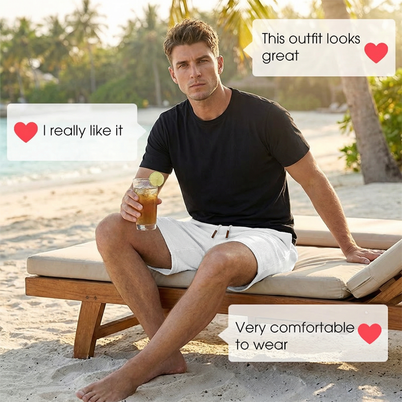 Lässige Herren-Shorts aus Waffelstrick mit Kordelzug