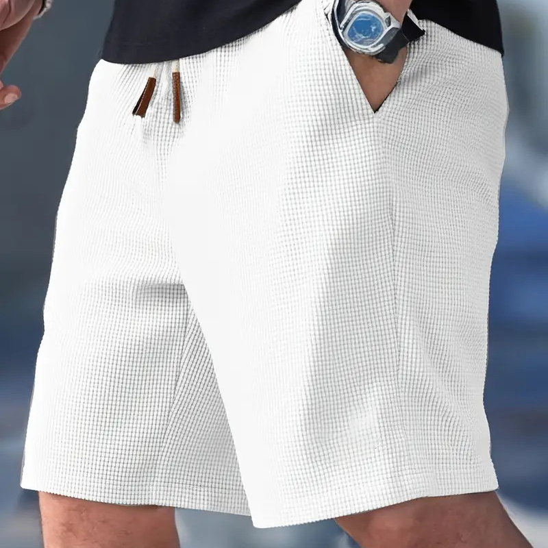 Lässige Herren-Shorts aus Waffelstrick mit Kordelzug