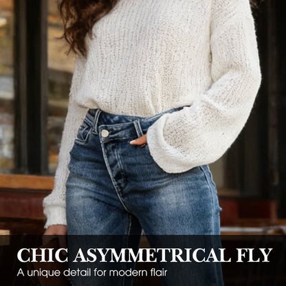 Damenjeans mit hoher Taille und geradem Bein aus Stretchmaterial