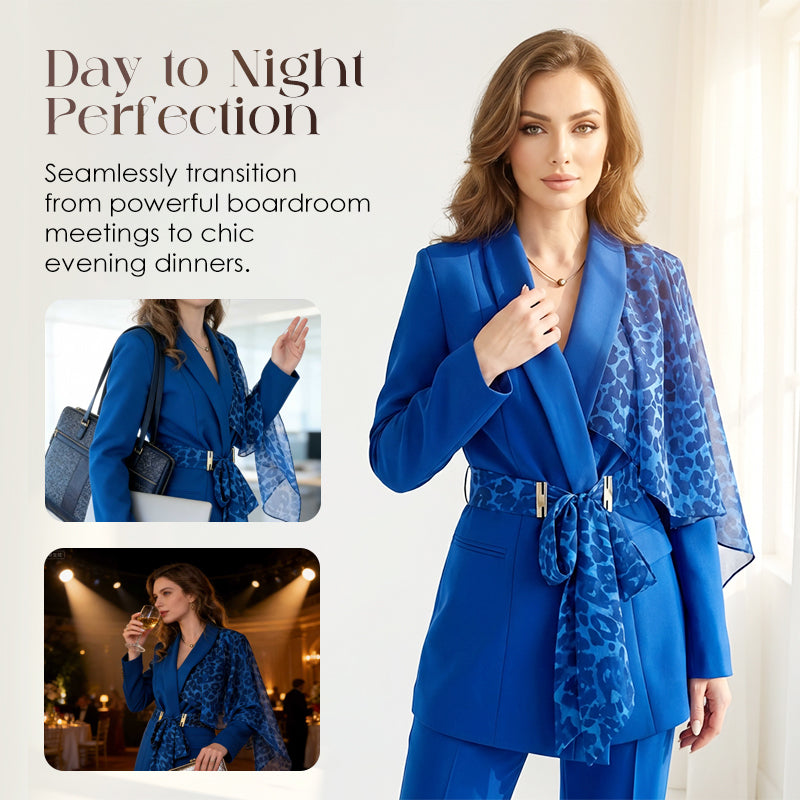 Damen-Set aus Blazer und Hose mit Leopardenmuster