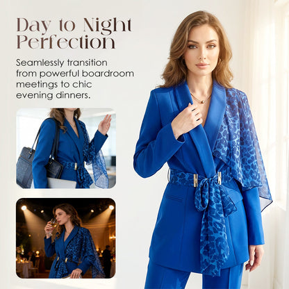 Damen-Set aus Blazer und Hose mit Leopardenmuster