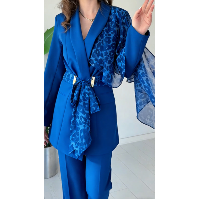 Damen-Set aus Blazer und Hose mit Leopardenmuster