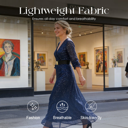 Glitzerndes Maxikleid mit V-Ausschnitt für Damen