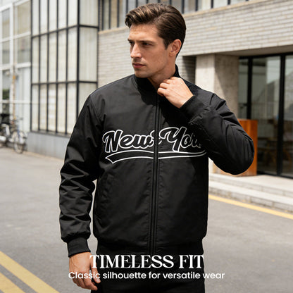 Winddichte Herrenjacke mit Reißverschluss und Aufdruck