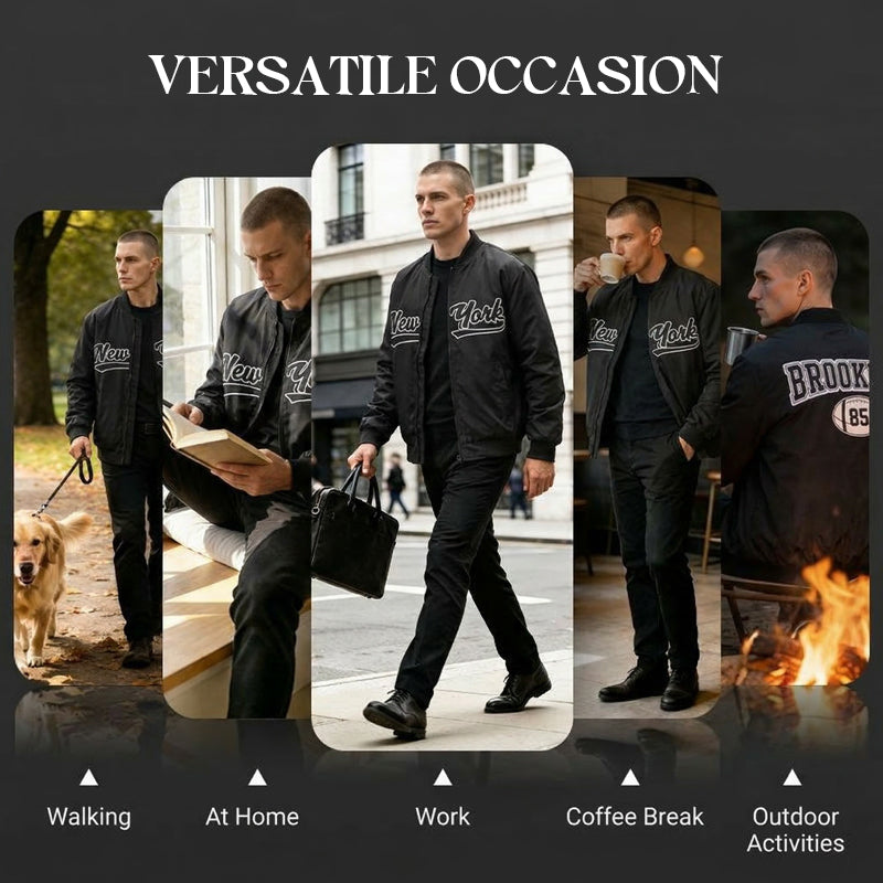 Winddichte Herrenjacke mit Reißverschluss und Aufdruck