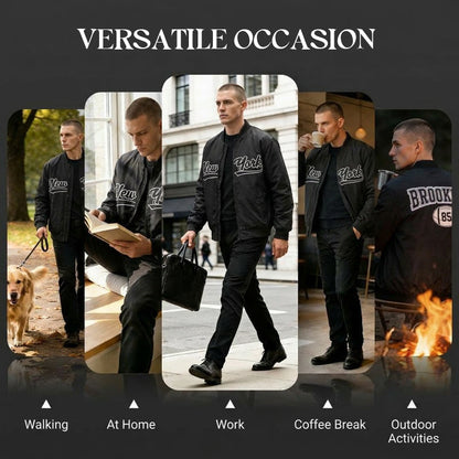 Winddichte Herrenjacke mit Reißverschluss und Aufdruck