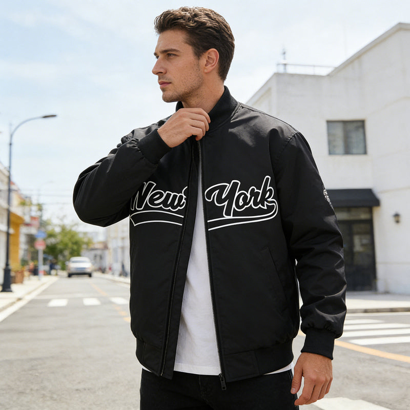 Winddichte Herrenjacke mit Reißverschluss und Aufdruck