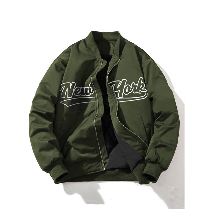 Winddichte Herrenjacke mit Reißverschluss und Aufdruck