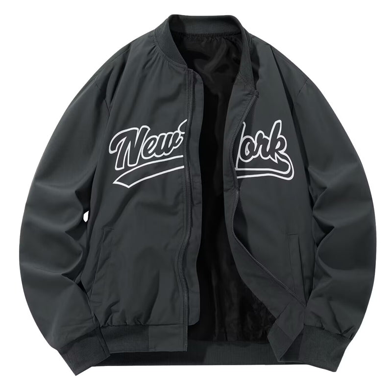 Winddichte Herrenjacke mit Reißverschluss und Aufdruck