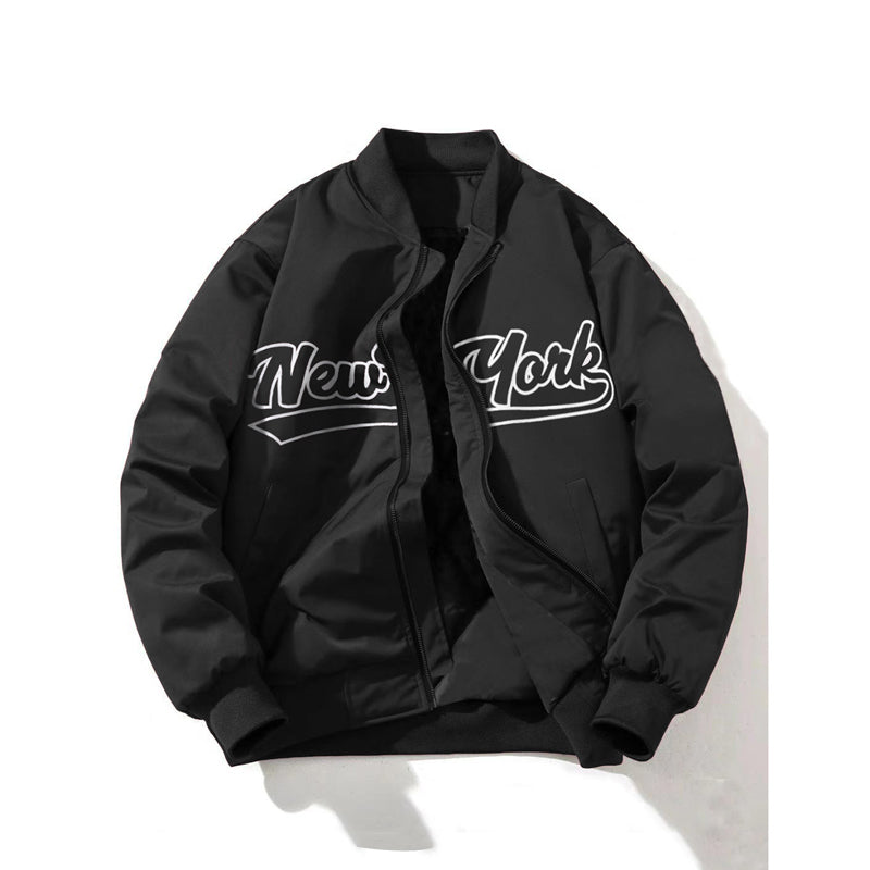 Winddichte Herrenjacke mit Reißverschluss und Aufdruck