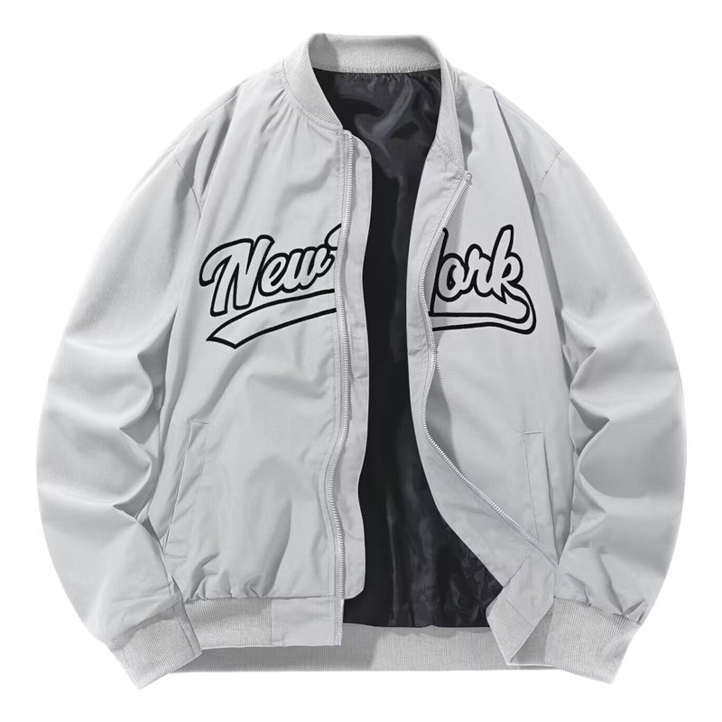 Winddichte Herrenjacke mit Reißverschluss und Aufdruck