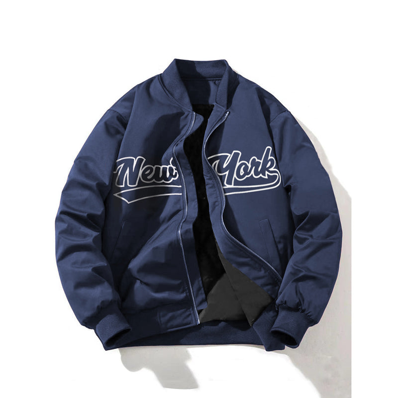 Winddichte Herrenjacke mit Reißverschluss und Aufdruck