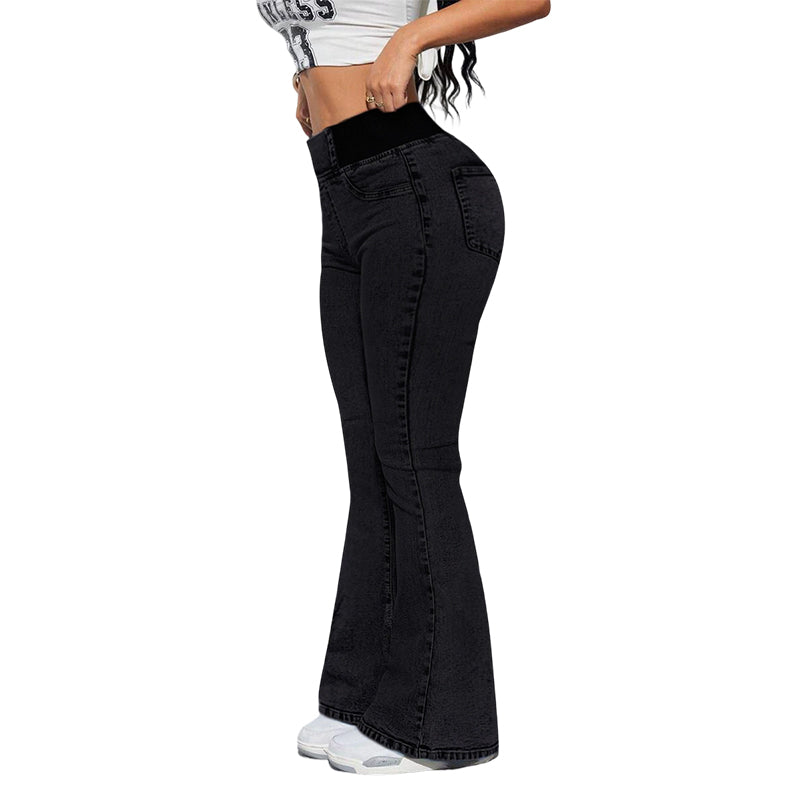 Damen High-Waist Schlagjeans aus Stretch-Denim