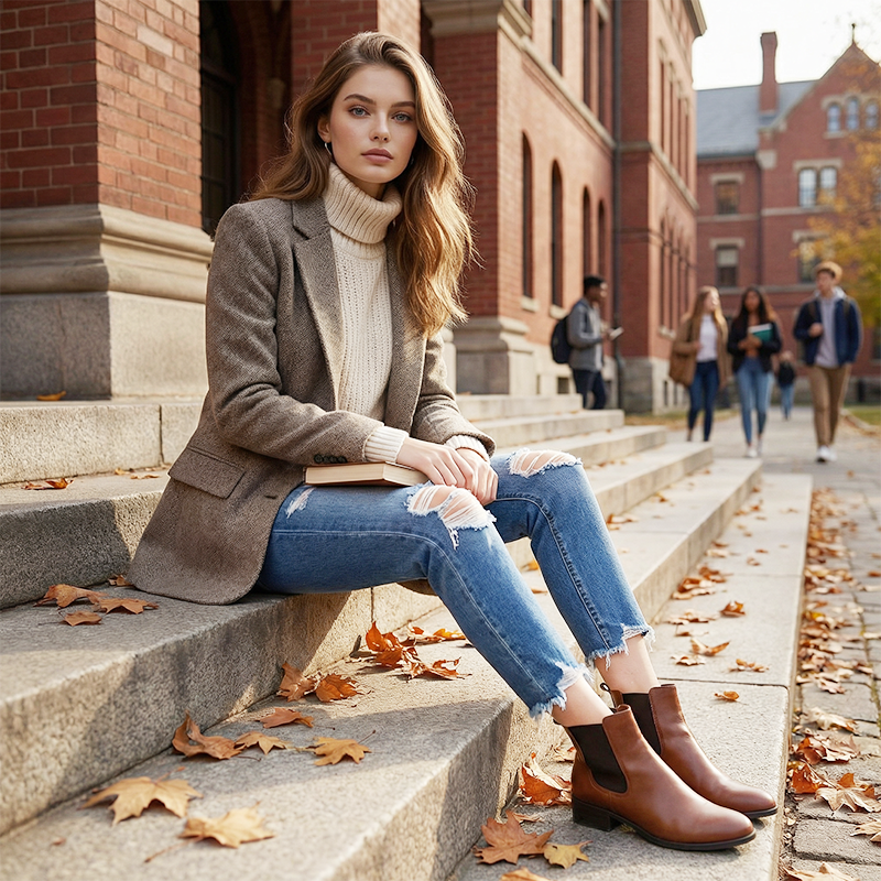 Vintage-Jeans mit Rissen und geradem Bein für Damen