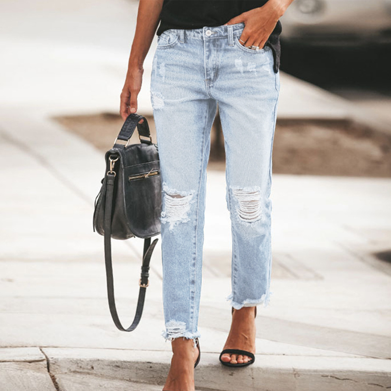 Vintage-Jeans mit Rissen und geradem Bein für Damen