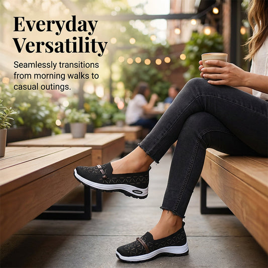 Flache Slipper aus atmungsaktivem Strick für Damen