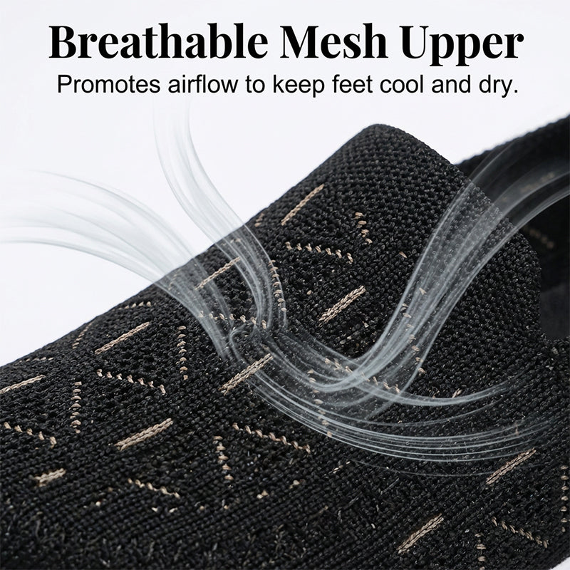 Flache Slipper aus atmungsaktivem Strick für Damen