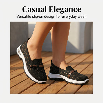 Flache Slipper aus atmungsaktivem Strick für Damen