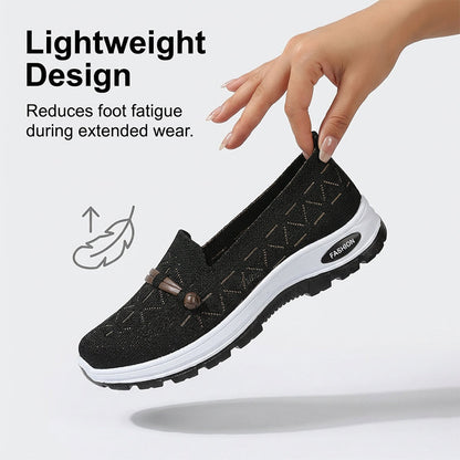 Flache Slipper aus atmungsaktivem Strick für Damen