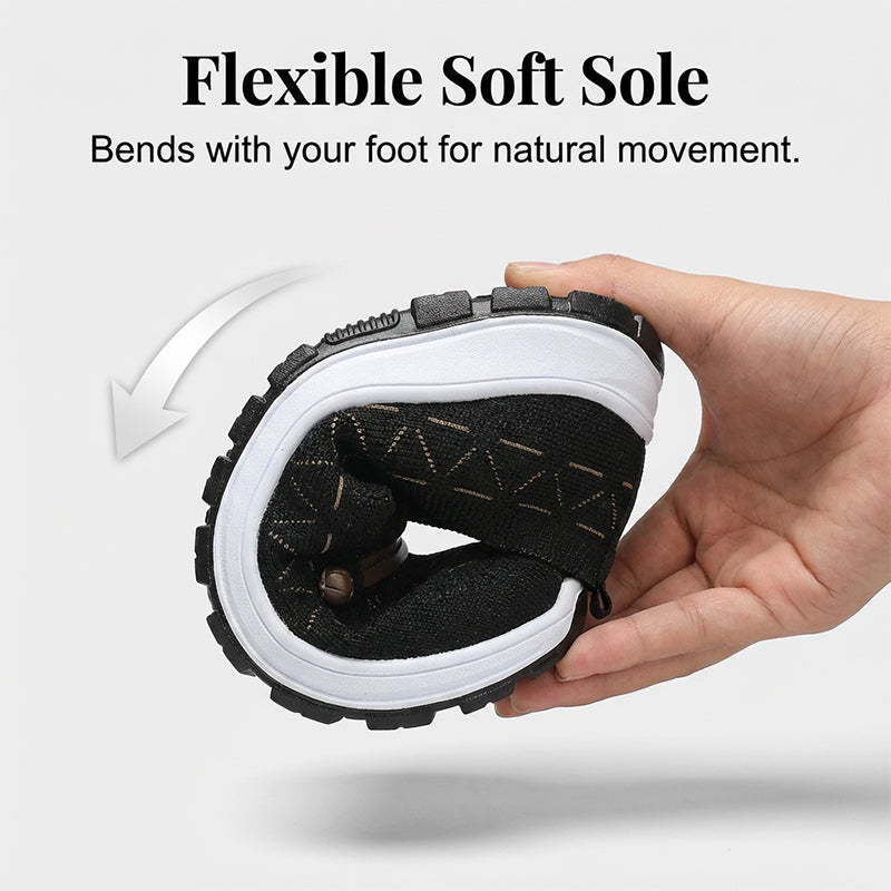 Flache Slipper aus atmungsaktivem Strick für Damen