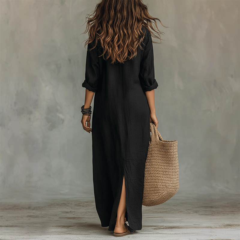 Lässiges, locker sitzendes Maxikleid mit Schlitz vorne