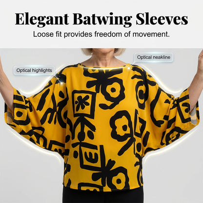 Set aus Retro-Oberteil mit Grafikprint und Hose mit weitem Bein für Damen