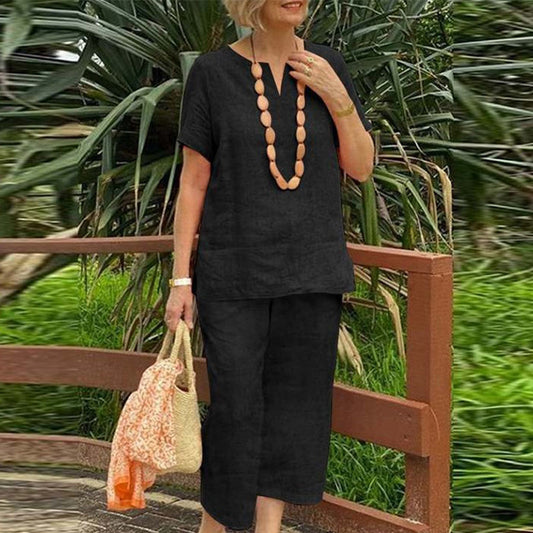 ✨Sommer-Set aus Kurzarmhemd und Hose mit elastischem Bund