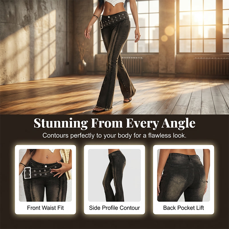 Flare-Jeans mit niedriger Leibhöhe und Vintage-Waschung