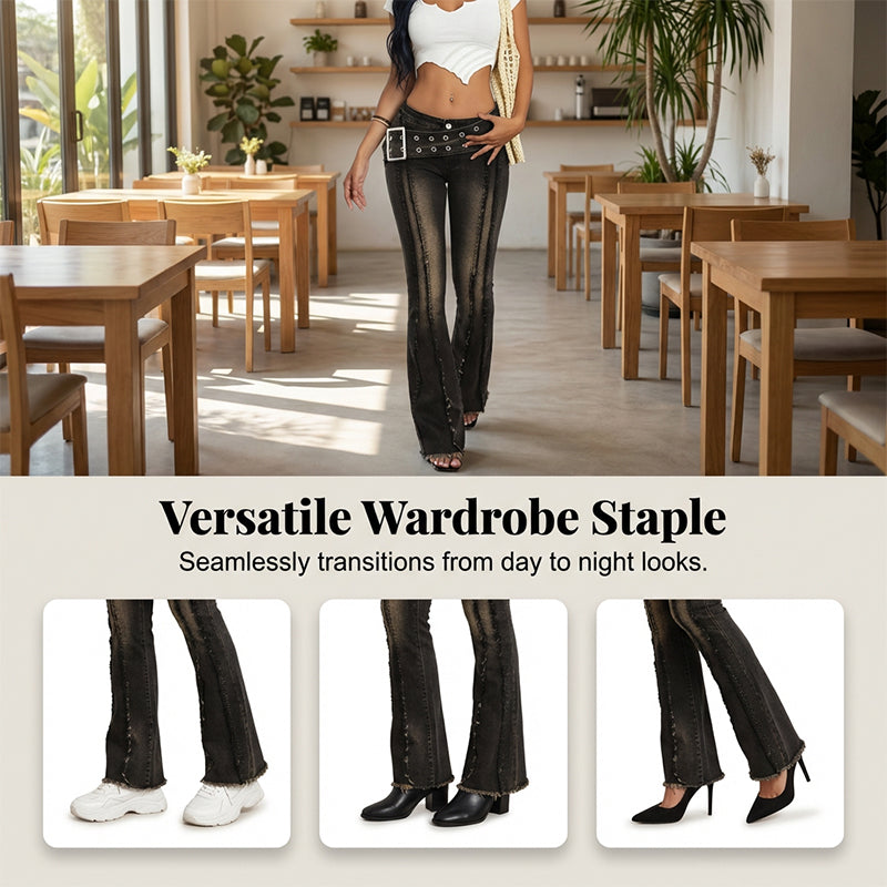Flare-Jeans mit niedriger Leibhöhe und Vintage-Waschung