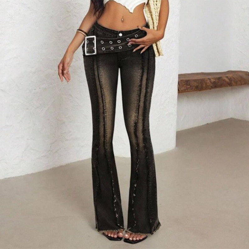 Flare-Jeans mit niedriger Leibhöhe und Vintage-Waschung