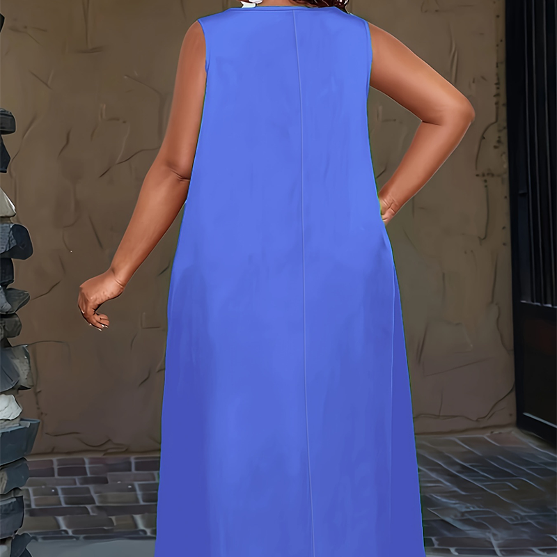 Women's Casual Sleeveless Maxi Dress with Pockets