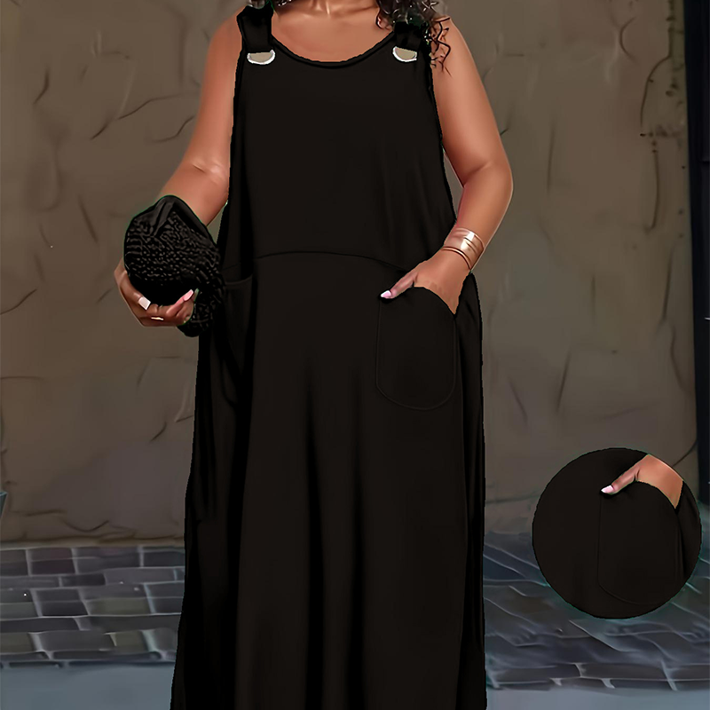 Women's Casual Sleeveless Maxi Dress with Pockets