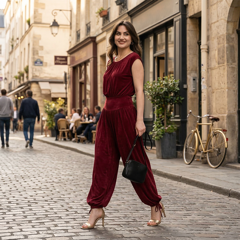 2-teiliges Set aus Bodysuit-Oberteil und Haremshose für Damen