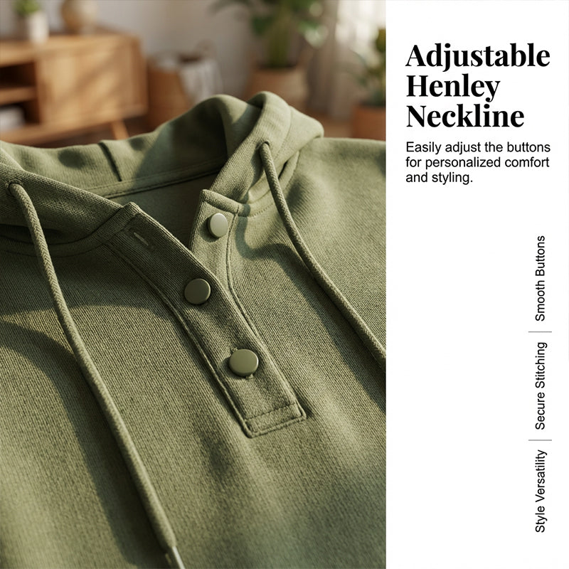 Lässiges Sweatshirt mit Knöpfen und Kordelzug