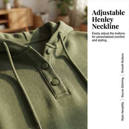 Lässiges Sweatshirt mit Knöpfen und Kordelzug