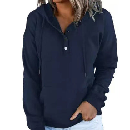 Lässiges Sweatshirt mit Knöpfen und Kordelzug