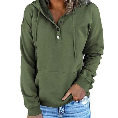 Lässiges Sweatshirt mit Knöpfen und Kordelzug