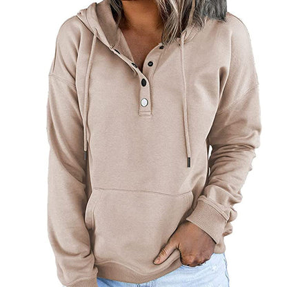 Lässiges Sweatshirt mit Knöpfen und Kordelzug
