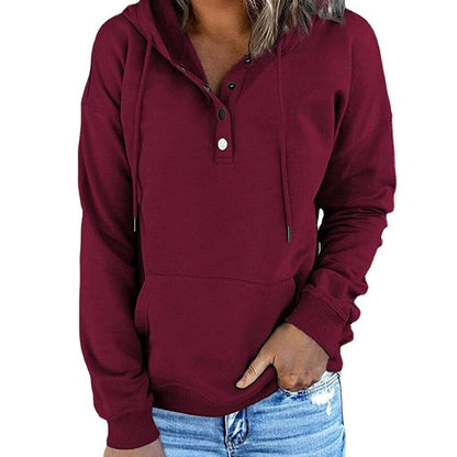 Lässiges Sweatshirt mit Knöpfen und Kordelzug