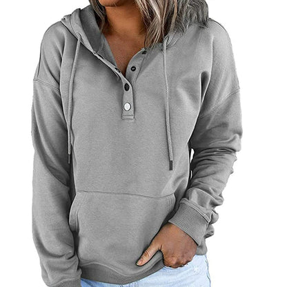 Lässiges Sweatshirt mit Knöpfen und Kordelzug